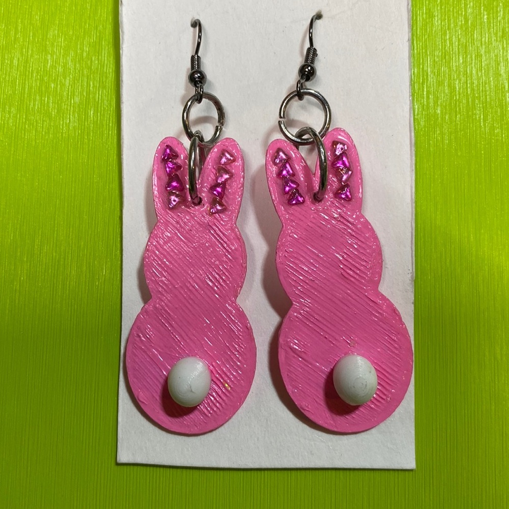 Pink Easter Bunny earrings